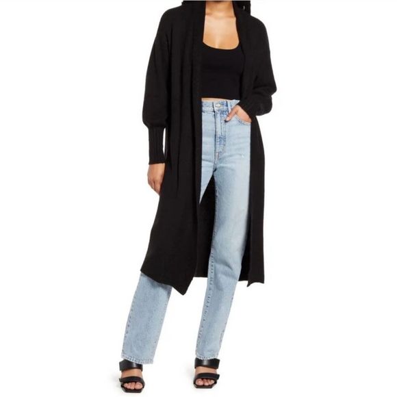 AFRM Sweaters - NWT AFRM Shaylee Long Cardigan Noir Size XS/S